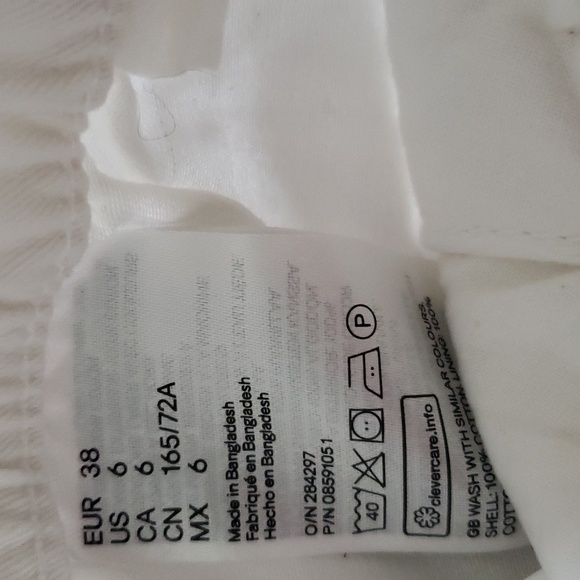 H&M paperbag 100 cotton white shorts high waisted size 6 - Picture 4 of 5